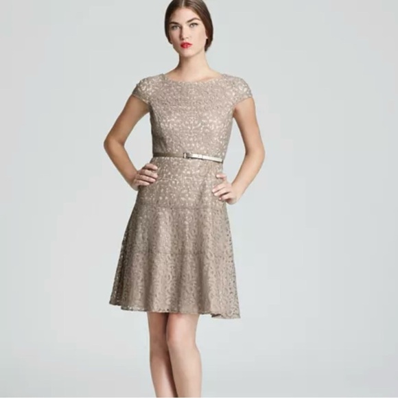 ANNE KLEIN Women’s Dress Cap Sleeve Lace Crochet Belted Swing Formal Cocktail - Picture 1 of 5